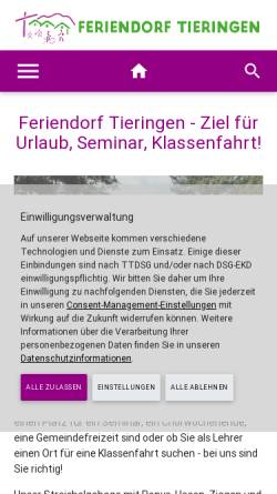 Vorschau der mobilen Webseite www.feriendorf-tieringen.de, Verein für Familienferienheime in Württemberg e.V.