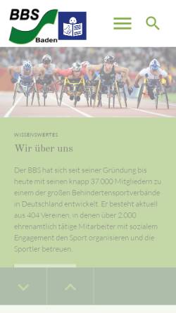 Vorschau der mobilen Webseite www.bbsbaden.de, Badischer Behinderten- und Rehabilitationssportverband e. V.