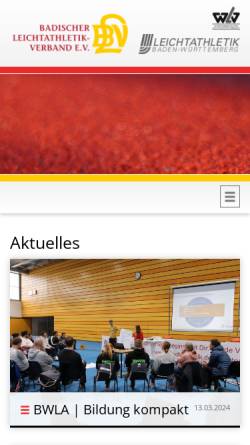 Vorschau der mobilen Webseite www.blv-online.de, Badischer Leichtathletikverband