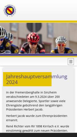 Vorschau der mobilen Webseite www.badischer-radsportverband.de, Badischer Radsport-Verband e.V.