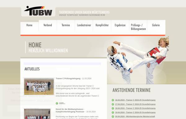 Vorschau von www.tubw.de, Taekwondo-Union Baden-Württemberg