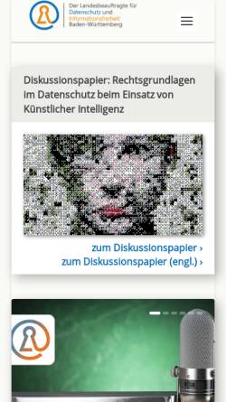 Vorschau der mobilen Webseite www.baden-wuerttemberg.datenschutz.de, Der Landesbeauftragte für den Datenschutz