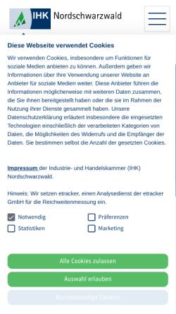 Vorschau der mobilen Webseite www.nordschwarzwald.ihk24.de, Industrie- und Handelskammer Nordschwarzwald