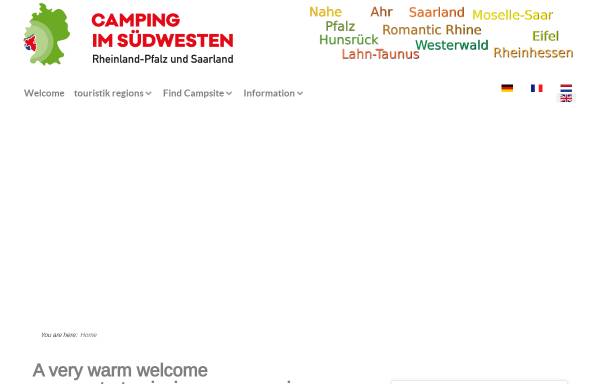 Vorschau von camping-sw.de, Verband der Campingplatzbetreiber Rheinland-Pfalz und Saarland