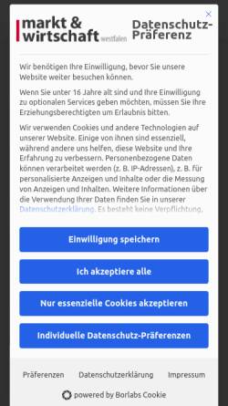 Vorschau der mobilen Webseite mawi-westfalen.de, Markt & Wirtschaft Westfalen