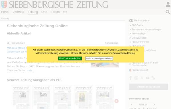 Vorschau von www.siebenbuerger.de, Siebenbürgische Zeitung Online