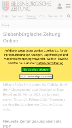 Vorschau der mobilen Webseite www.siebenbuerger.de, Siebenbürgische Zeitung Online