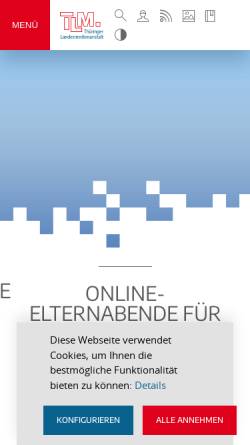Vorschau der mobilen Webseite www.tlm.de, Thüringer Landesmedienanstalt
