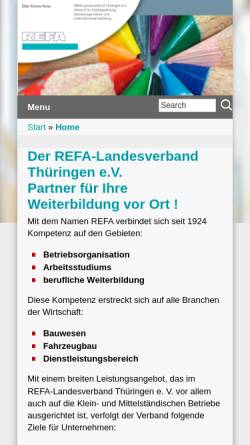 Vorschau der mobilen Webseite www.refa-thueringen.de, REFA-Landesverband Thüringen e.V.