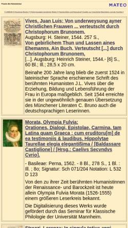 Vorschau der mobilen Webseite www.uni-mannheim.de, Frauen des Humanismus