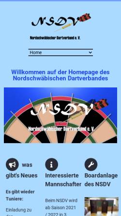 Vorschau der mobilen Webseite www.nsdv.de, Nordschwäbischer Dartverband e.V.