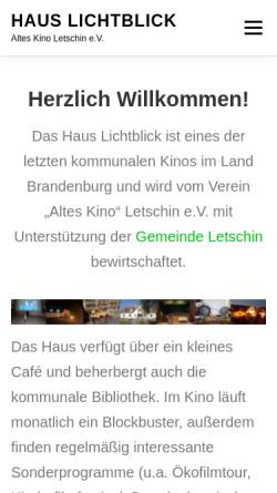 Vorschau der mobilen Webseite altes-kino-letschin.de, Oderbruch/Brandenburg, Altes Kino e.V.