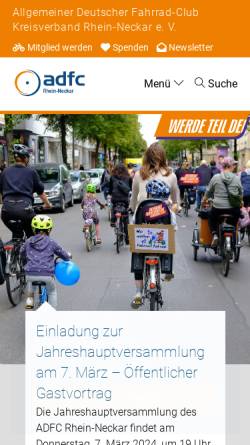 Vorschau der mobilen Webseite www.adfc-bw.de, Allg. dt. Fahrradclub (ADFC) Rhein-Neckar