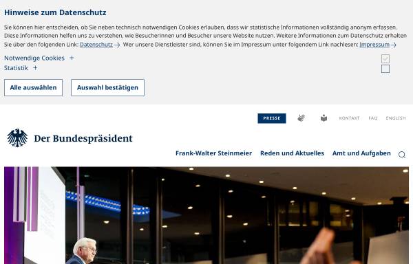 Vorschau von www.bundespraesident.de, Bundespräsidialamt