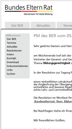 Vorschau der mobilen Webseite www.bundeselternrat.de, Bundeselternrat