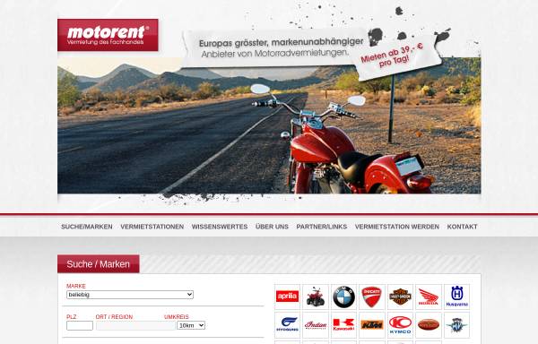 Vorschau von www.motorradvermietung.net, Motorent Motorradvermietung des Fachhandels GmbH