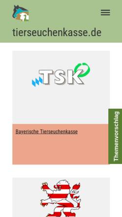 Vorschau der mobilen Webseite www.tierseuchenkasse.de, Übersicht Tierseuchenkassen der Länder