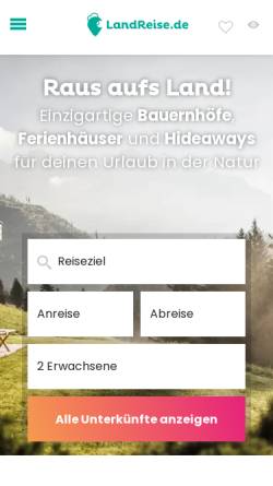 Vorschau der mobilen Webseite www.landtourismus.de, Urlaub auf dem Bauernhof