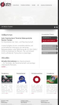 Vorschau der mobilen Webseite www.ztn-neckar-franken.de, Zweckverband Tierische Nebenprodukte Neckar-Franken