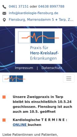 Vorschau der mobilen Webseite www.kardiologie-flensburg.de, Kardiologische Praxis Dr. Walter Müller in Flensburg