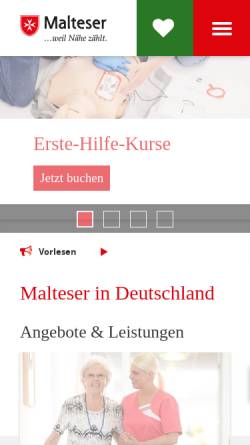 Vorschau der mobilen Webseite www.malteser.de, Malteser Hilfsdienst e.V.