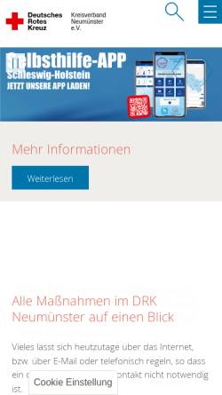 Vorschau der mobilen Webseite www.drk-nms.de, Deutsches Rotes Kreuz