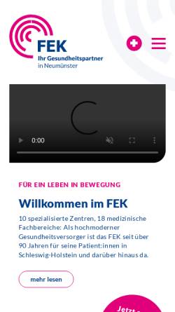 Vorschau der mobilen Webseite www.friedrich-ebert-krankenhaus.de, FEK - Friedrich-Ebert-Krankenhaus Neumünster