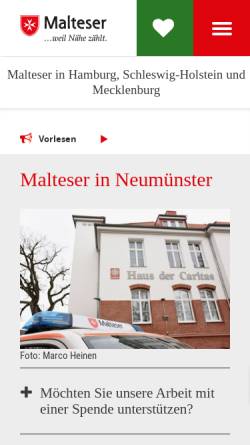 Vorschau der mobilen Webseite www.malteser-neumuenster.de, Malteser Hilfsdienst e.V.