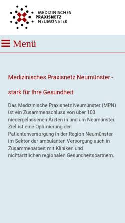 Vorschau der mobilen Webseite www.mpn-neumuenster.de, Medizinisches Praxisnetz Neumünster