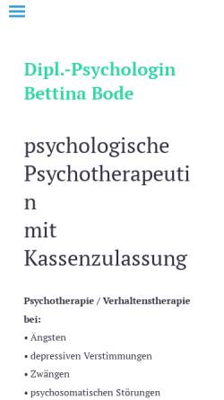 Vorschau der mobilen Webseite www.bettina-bode.de, Bettina Bode - Diplom-Psychologin