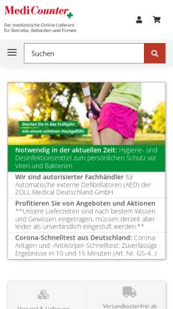 Vorschau der mobilen Webseite www.medicounter.de, Medicounter GmbH