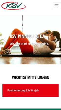 Vorschau der mobilen Webseite www.ksv-pinneberg.de, Kreissportverband Pinneberg e.V.