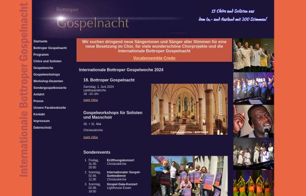 Vorschau von www.bottroper-gospelnacht.de, Bottroper Gospelnacht