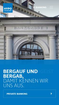 Vorschau der mobilen Webseite www.hypobank.ch, Hypo Vorarlberg Bank AG, Bregenz, Zweigniederlassung St. Gallen