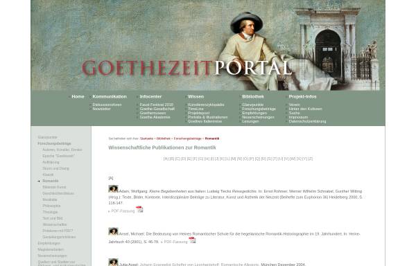 Vorschau von www.goethezeitportal.de, Das Goethezeitportal: Romantik
