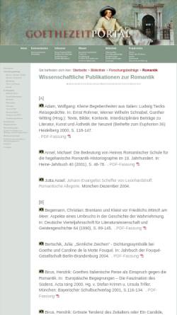 Vorschau der mobilen Webseite www.goethezeitportal.de, Das Goethezeitportal: Romantik