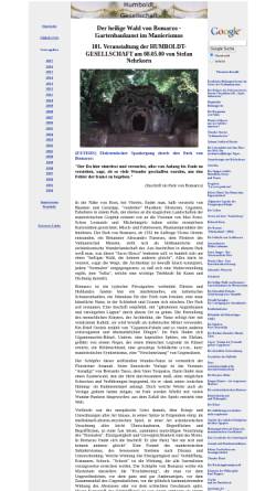Vorschau der mobilen Webseite www.humboldtgesellschaft.de, Humboldt Gesellschaft - Der heilige Wald von Bomarzo - Gartenbaukunst im Manierismus