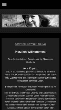 Vorschau der mobilen Webseite www.vera-kopetz.de, Kopetz, Vera (1910-1998)