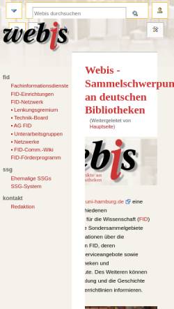 Vorschau der mobilen Webseite webis.sub.uni-hamburg.de, WEBIS - Sammelschwerpunkte