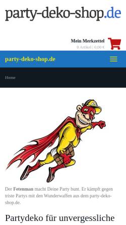 Vorschau der mobilen Webseite www.party-deko-shop.de, Effivendo GmbH