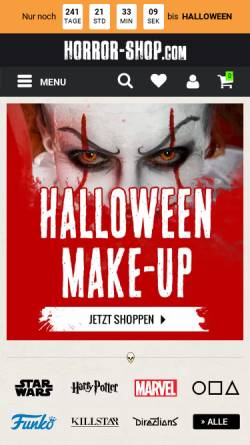 Vorschau der mobilen Webseite www.horror-shop.de, Halloween Gore Store GmbH