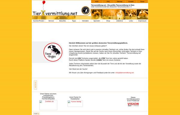 Vorschau von www.tiervermittlung.net, Tiervermittlung