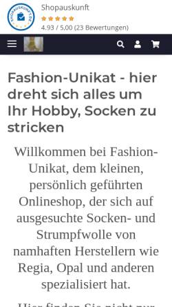 Vorschau der mobilen Webseite fashion-unikat.de, Fashion-Unikat, Heidrun Winkler