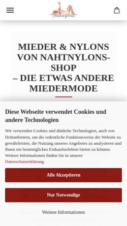 Vorschau der mobilen Webseite www.nahtnylons-shop.de, Nahtnylons-Shop - GTS, Galina Lanczkowiak