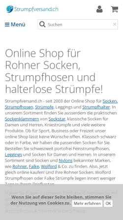 Vorschau der mobilen Webseite strumpfversand.ch, Strumpfversand.ch GmbH