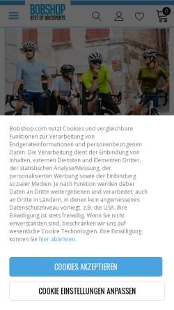 Vorschau der mobilen Webseite www.bobshop.de, Bike o´ bello Radsportversand