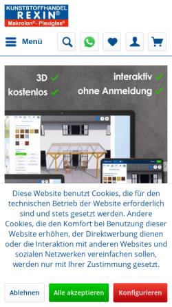 Vorschau der mobilen Webseite www.rexin-shop.de, Kunststoffhandel Rexin GmbH
