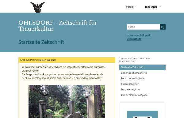 Vorschau von www.fof-ohlsdorf.de, OHLSDORF - Zeitschrift für Trauerkultur