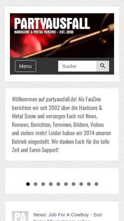 Vorschau der mobilen Webseite www.partyausfall.de, Partyausfall