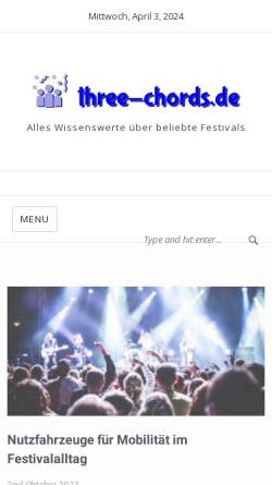 Vorschau der mobilen Webseite three-chords.de, Three Chords Magazine
